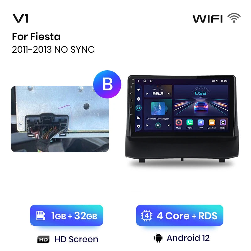 Junsun V1 Wireless CarPlay Android Auto Radio for Ford Fiesta MK7 2009-2017 Car Multimedia GPS 2din autoradio