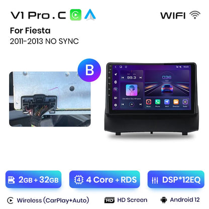 Junsun V1 Wireless CarPlay Android Auto Radio for Ford Fiesta MK7 2009-2017 Car Multimedia GPS 2din autoradio