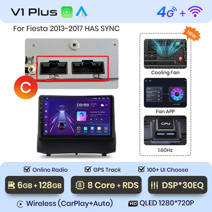 Junsun V1 Wireless CarPlay Android Auto Radio for Ford Fiesta MK7 2009-2017 Car Multimedia GPS 2din autoradio