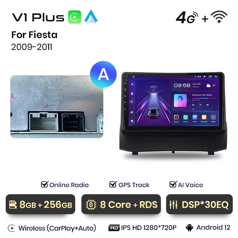 Junsun V1 Wireless CarPlay Android Auto Radio for Ford Fiesta MK7 2009-2017 Car Multimedia GPS 2din autoradio