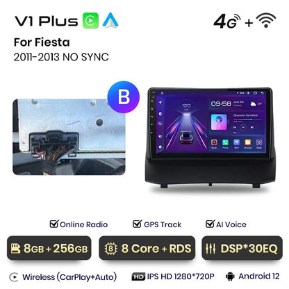 Junsun V1 Wireless CarPlay Android Auto Radio for Ford Fiesta MK7 2009-2017 Car Multimedia GPS 2din autoradio