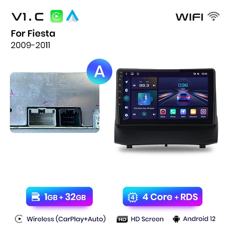 Junsun V1 Wireless CarPlay Android Auto Radio for Ford Fiesta MK7 2009-2017 Car Multimedia GPS 2din autoradio