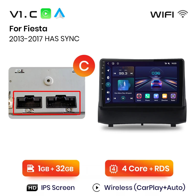 Junsun V1 Wireless CarPlay Android Auto Radio for Ford Fiesta MK7 2009-2017 Car Multimedia GPS 2din autoradio