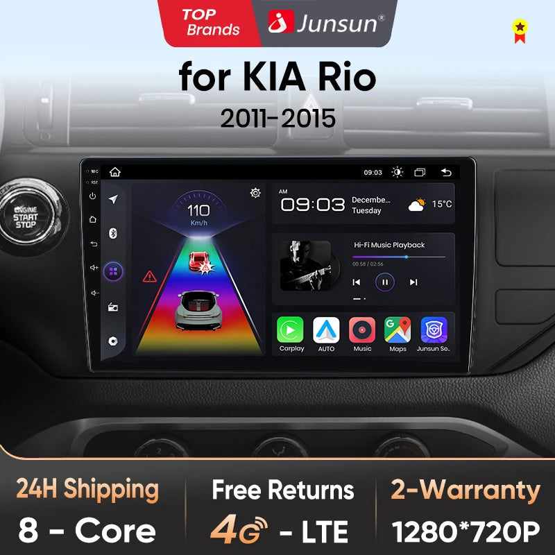 Junsun V1plus AI Voice 2 din Android Auto Radio For KIA RIO 2011-2015 Carplay Car Multimedia GPS 2din autoradio