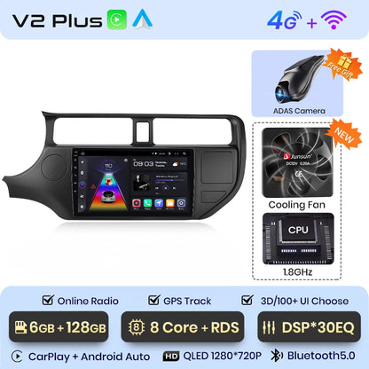 Junsun V1plus AI Voice 2 DIN Android Auto Radio para KIA RIO 2011-2015 Carplay Car Multimedia GPS 2 DIN autorradio 