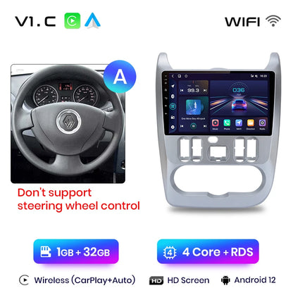 Junsun V1pro 2 DIN Android Auto Radio para Renault Logan 1 Sandero 2009-2013 Dacia Duster Carplay 4G Car Multimedia GPS Autoradio 