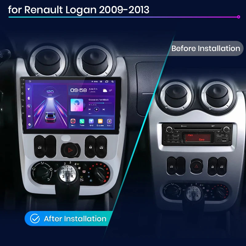 Junsun V1pro 2 din Android Auto Radio for Renault Logan 1 Sandero 2009-2013 Dacia Duster Carplay 4G Car Multimedia GPS autoradio