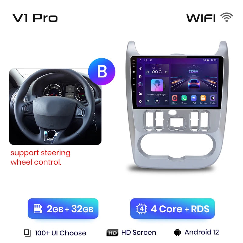 Junsun V1pro 2 DIN Android Auto Radio para Renault Logan 1 Sandero 2009-2013 Dacia Duster Carplay 4G Car Multimedia GPS Autoradio 