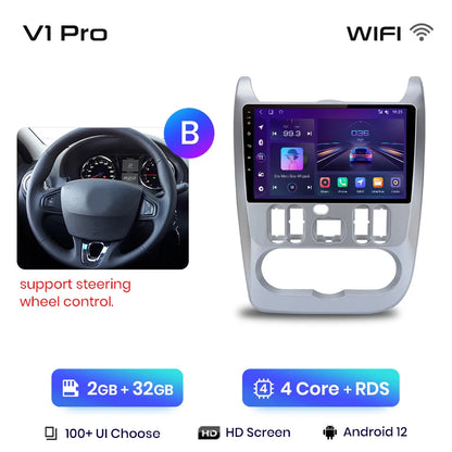 Junsun V1pro 2 DIN Android Auto Radio para Renault Logan 1 Sandero 2009-2013 Dacia Duster Carplay 4G Car Multimedia GPS Autoradio 