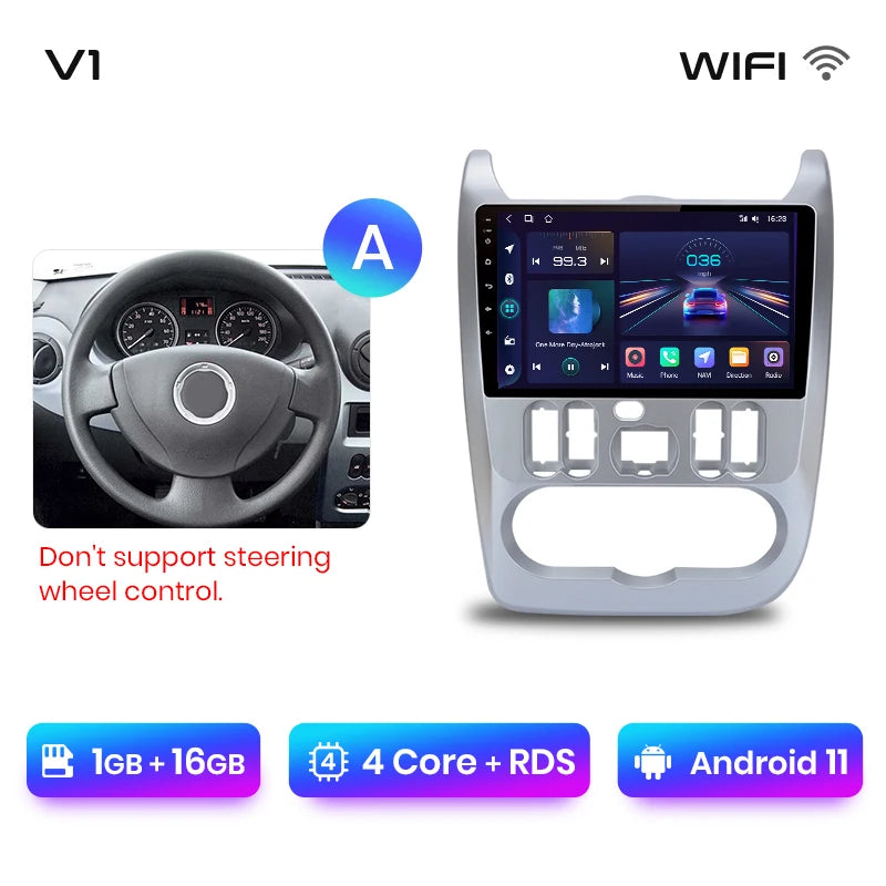 Junsun V1pro 2 DIN Android Auto Radio para Renault Logan 1 Sandero 2009-2013 Dacia Duster Carplay 4G Car Multimedia GPS Autoradio 