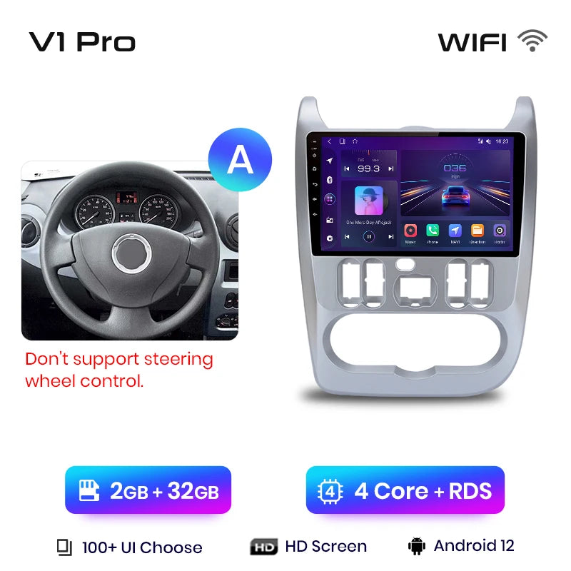Junsun V1pro 2 DIN Android Auto Radio para Renault Logan 1 Sandero 2009-2013 Dacia Duster Carplay 4G Car Multimedia GPS Autoradio 