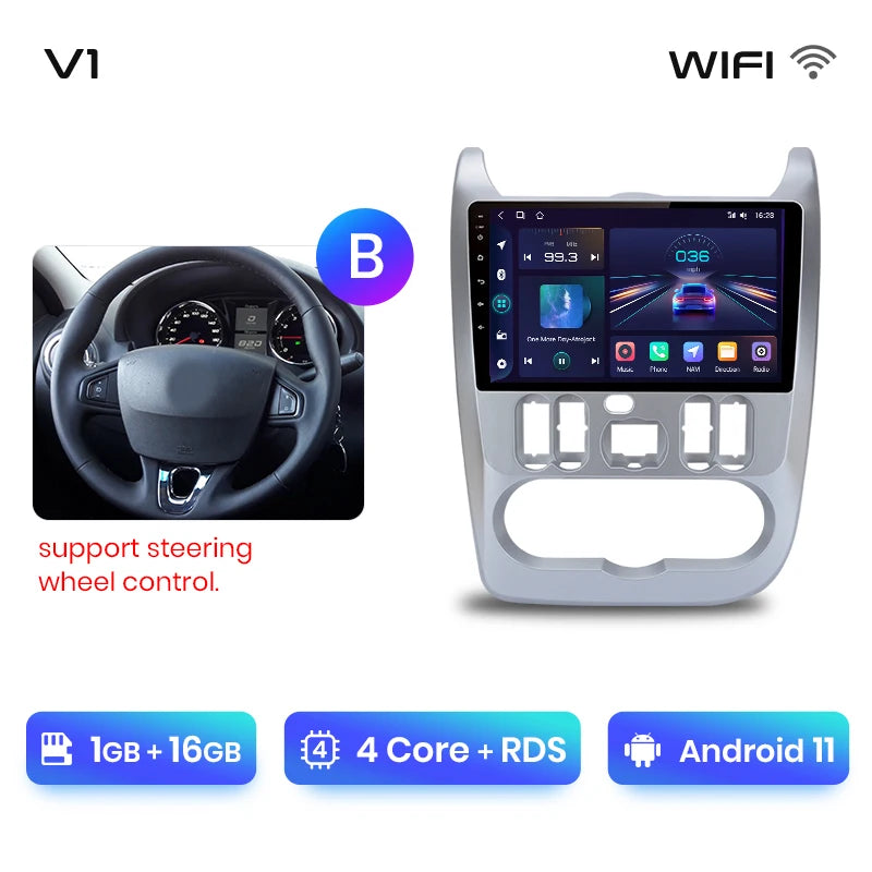 Junsun V1pro 2 DIN Android Auto Radio para Renault Logan 1 Sandero 2009-2013 Dacia Duster Carplay 4G Car Multimedia GPS Autoradio 