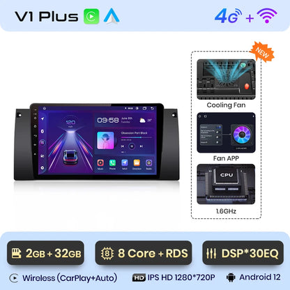 Junsun V1pro AI Voice 2 DIN Android Auto Radio para BMW 5 E39 1995-2003 E53 X5 M5 Carplay 4G Car Multimedia GPS 2 DIN Autoradio 