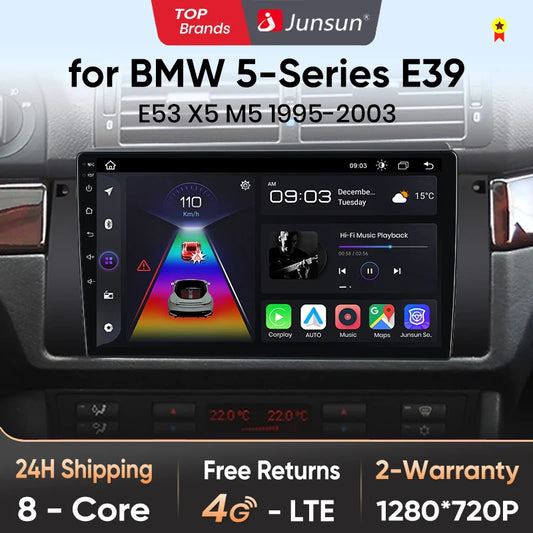 Junsun V1pro AI Stimme 2 din Android Auto Radio Für BMW 5 E39 1995 - 2003 E53 X5 M5 Carplay 4G Auto Multimedia GPS 2din autoradio 
