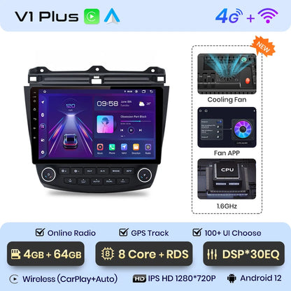 Junsun V1pro AI Voice 2 DIN Android Auto Radio para Honda Accord 7 2003-2008 Carplay 4G Car Multimedia GPS 2 DIN Autoradio 
