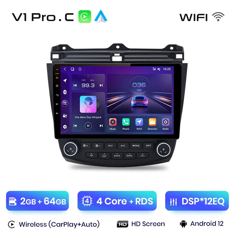 Junsun V1pro AI Voice 2 DIN Android Auto Radio para Honda Accord 7 2003-2008 Carplay 4G Car Multimedia GPS 2 DIN Autoradio 