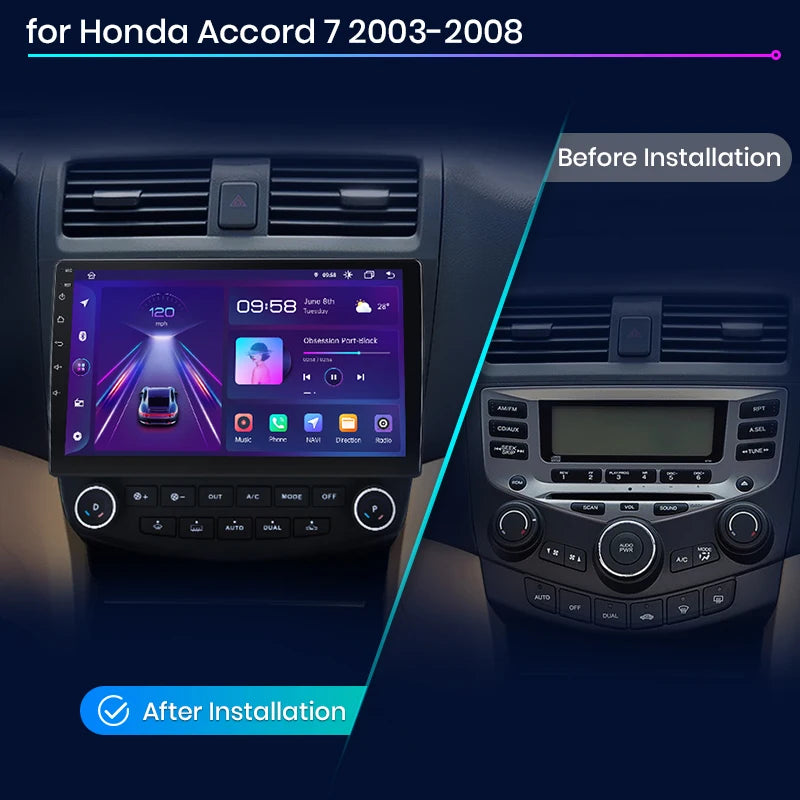Junsun V1pro AI Voice 2 DIN Android Auto Radio para Honda Accord 7 2003-2008 Carplay 4G Car Multimedia GPS 2 DIN Autoradio 