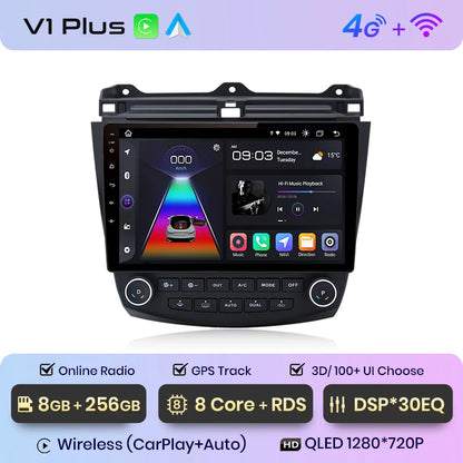 Junsun V1pro AI Voice 2 DIN Android Auto Radio para Honda Accord 7 2003-2008 Carplay 4G Car Multimedia GPS 2 DIN Autoradio 