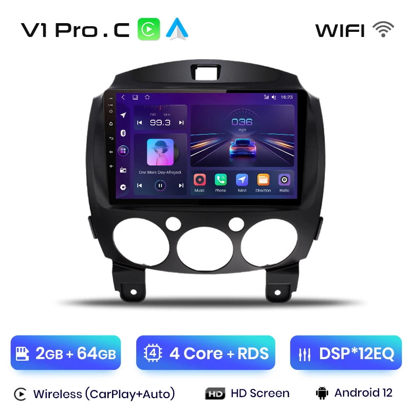 Junsun V1pro AI voz 2 din Android Auto Radio para MAZDA 2 Mazda2 2007-2014 Carplay 4G coche Multimedia GPS 2din autoradio 