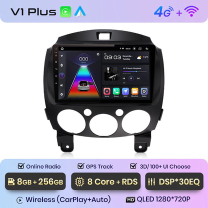 Junsun V1pro AI voz 2 din Android Auto Radio para MAZDA 2 Mazda2 2007-2014 Carplay 4G coche Multimedia GPS 2din autoradio 