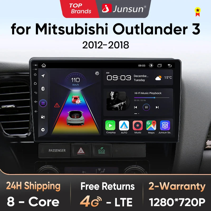 Junsun V1pro AI Voice 2 DIN Android Auto Radio para Mitsubishi Outlander 3 GF0W GG0W 2012-2018 Carplay Autoradio multimedia para coche 