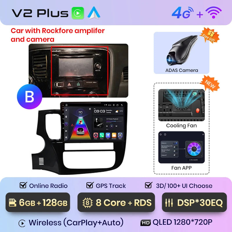 Junsun V1pro AI Voice 2 DIN Android Auto Radio para Mitsubishi Outlander 3 GF0W GG0W 2012-2018 Carplay Autoradio multimedia para coche 