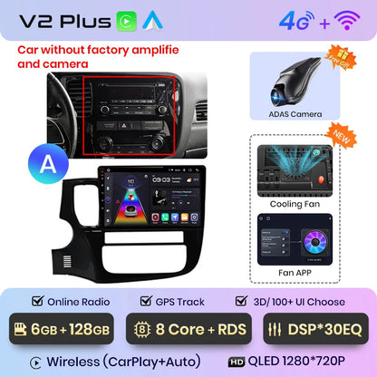 Junsun V1pro AI Voice 2 DIN Android Auto Radio para Mitsubishi Outlander 3 GF0W GG0W 2012-2018 Carplay Autoradio multimedia para coche 