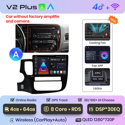 Junsun V1pro AI Voice 2 DIN Android Auto Radio para Mitsubishi Outlander 3 GF0W GG0W 2012-2018 Carplay Autoradio multimedia para coche 