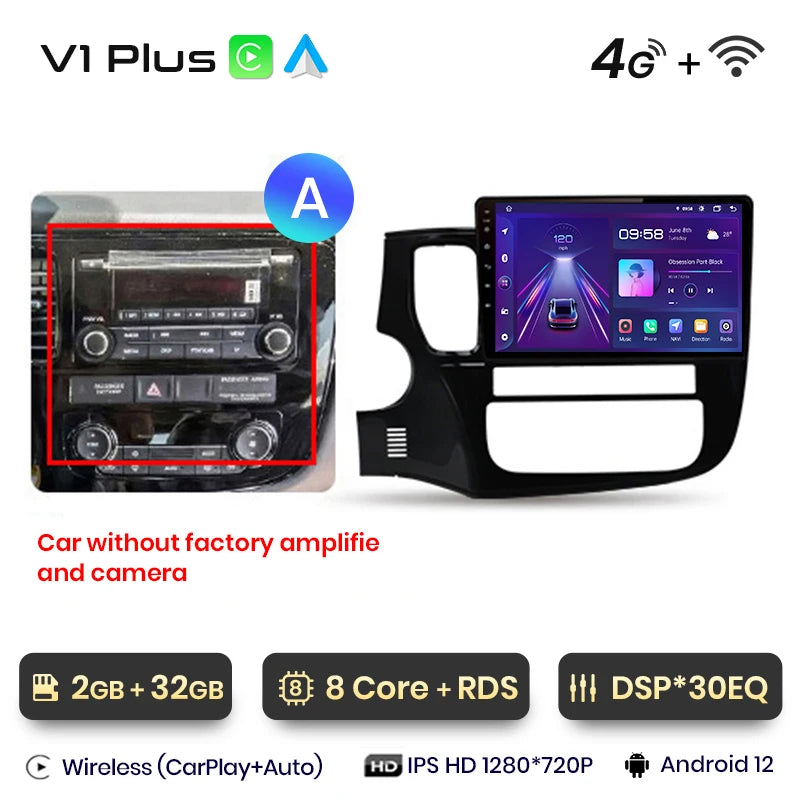 Junsun V1pro AI Voice 2 DIN Android Auto Radio para Mitsubishi Outlander 3 GF0W GG0W 2012-2018 Carplay Autoradio multimedia para coche 