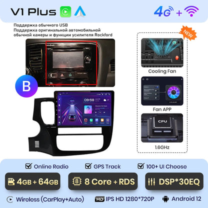 Junsun V1pro AI Voice 2 DIN Android Auto Radio para Mitsubishi Outlander 3 GF0W GG0W 2012-2018 Carplay Autoradio multimedia para coche 