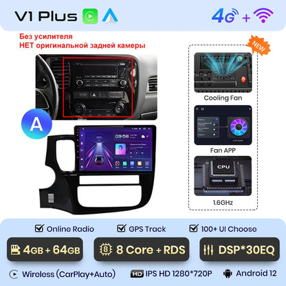 Junsun V1pro AI Voice 2 DIN Android Auto Radio para Mitsubishi Outlander 3 GF0W GG0W 2012-2018 Carplay Autoradio multimedia para coche 