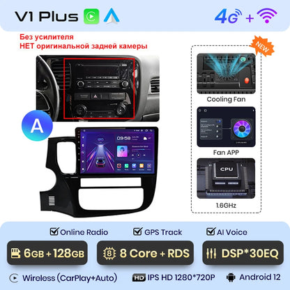 Junsun V1pro AI Voice 2 DIN Android Auto Radio para Mitsubishi Outlander 3 GF0W GG0W 2012-2018 Carplay Autoradio multimedia para coche 