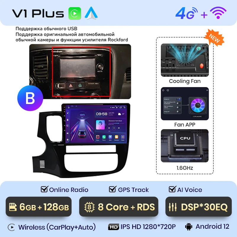 Junsun V1pro AI Voice 2 din Android Auto Radio For Mitsubishi Outlander 3 GF0W GG0W 2012-2018 Carplay Car Multimedia autoradio