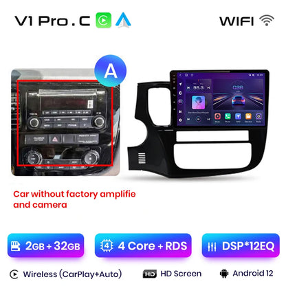 Junsun V1pro AI Voice 2 DIN Android Auto Radio para Mitsubishi Outlander 3 GF0W GG0W 2012-2018 Carplay Autoradio multimedia para coche 