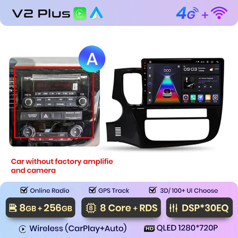 Junsun V1pro AI Voice 2 DIN Android Auto Radio para Mitsubishi Outlander 3 GF0W GG0W 2012-2018 Carplay Autoradio multimedia para coche 