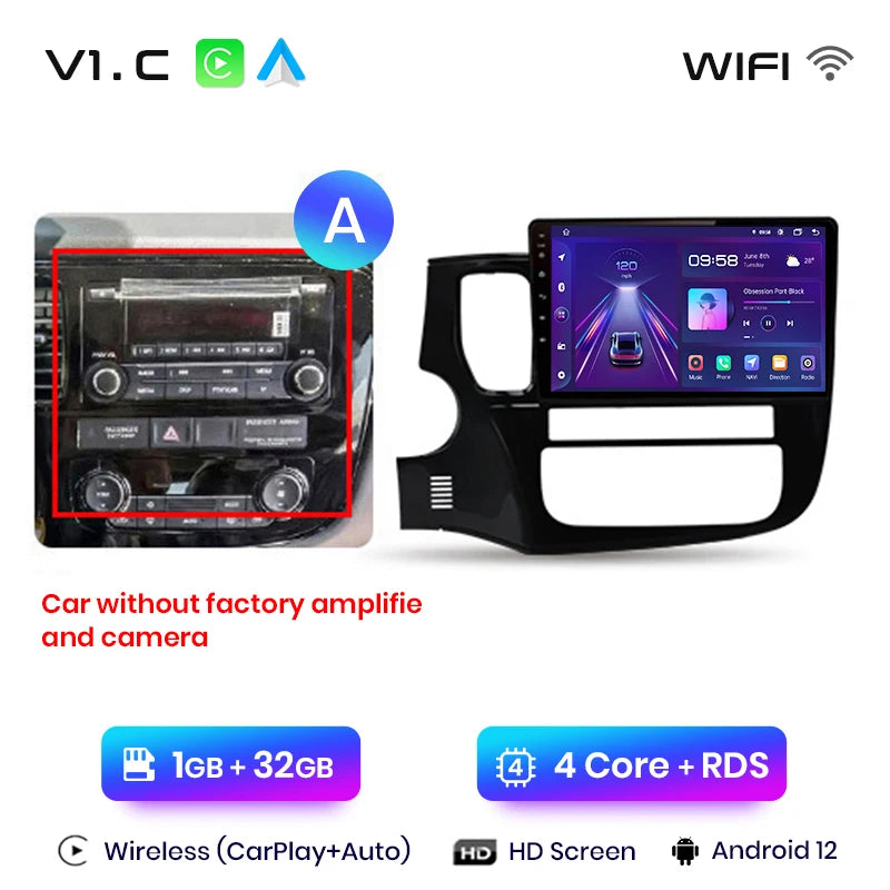 Junsun V1pro AI Voice 2 DIN Android Auto Radio para Mitsubishi Outlander 3 GF0W GG0W 2012-2018 Carplay Autoradio multimedia para coche 
