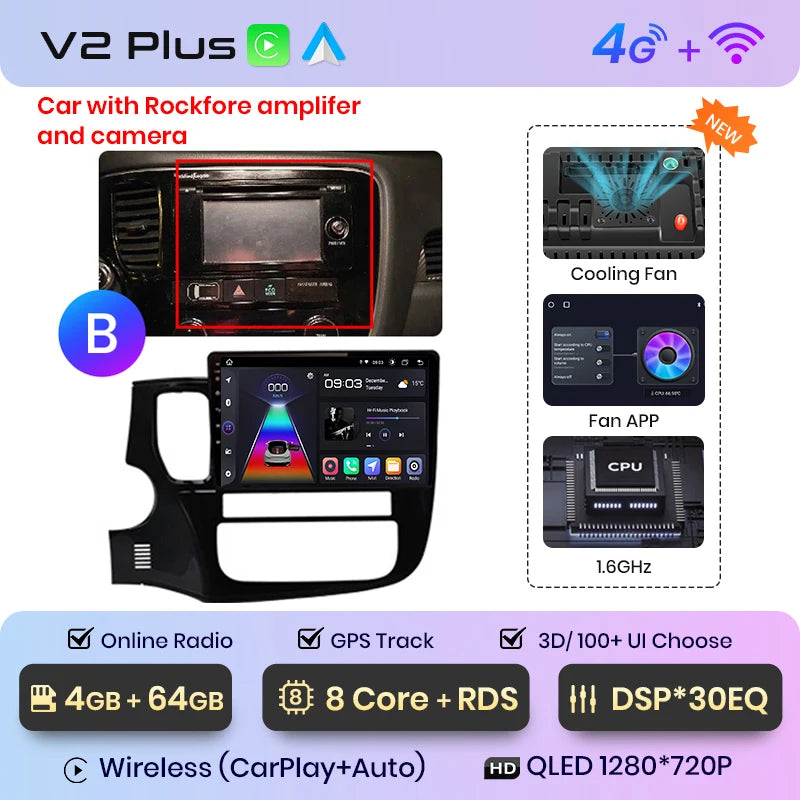 Junsun V1pro AI Voice 2 DIN Android Auto Radio para Mitsubishi Outlander 3 GF0W GG0W 2012-2018 Carplay Autoradio multimedia para coche 