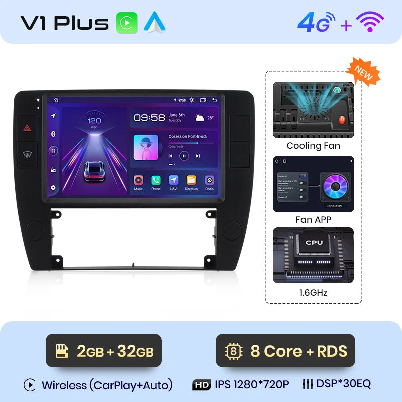 Junsun V1pro AI Voice 2 din Android Auto Radio For Passat B5 2000 2001 2002 - 2005 Carplay 4G Car Multimedia GPS 2din autoradio