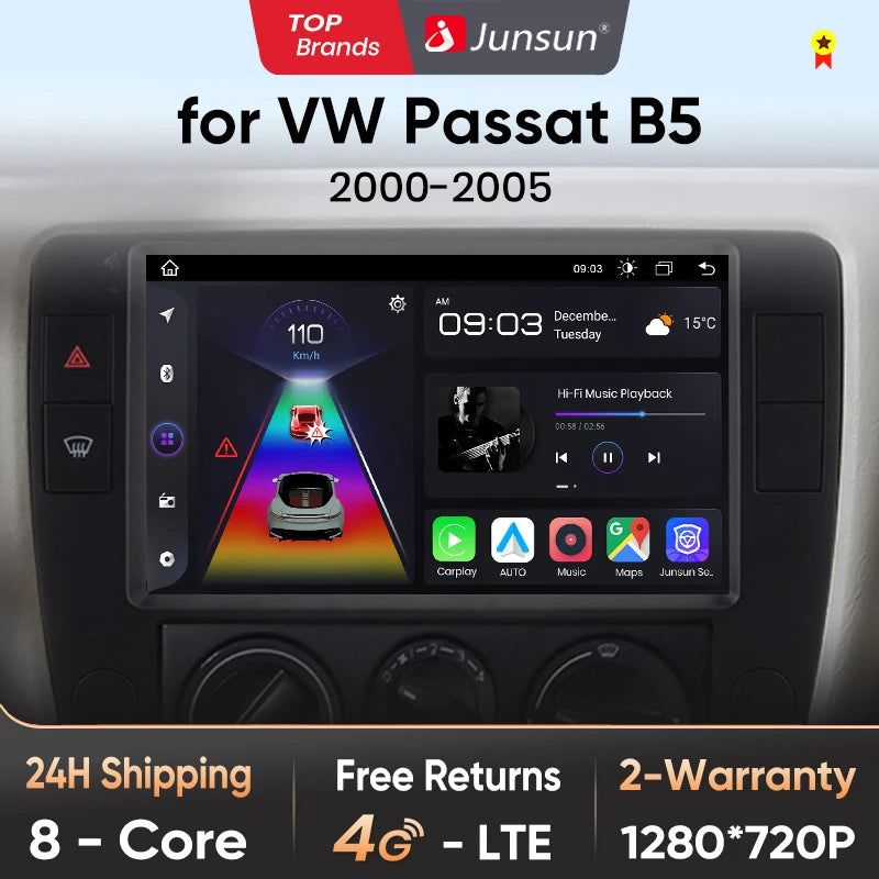 Junsun V1pro AI Voice 2 din Android Auto Radio For Passat B5 2000 2001 2002 - 2005 Carplay 4G Car Multimedia GPS 2din autoradio