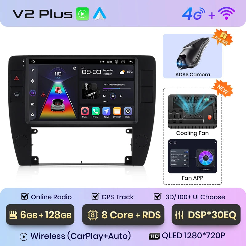Junsun V1pro AI Stimme 2 din Android Auto Radio Für Passat B5 2000 2001 2002 - 2005 Carplay 4G Auto Multimedia GPS 2din autoradio 