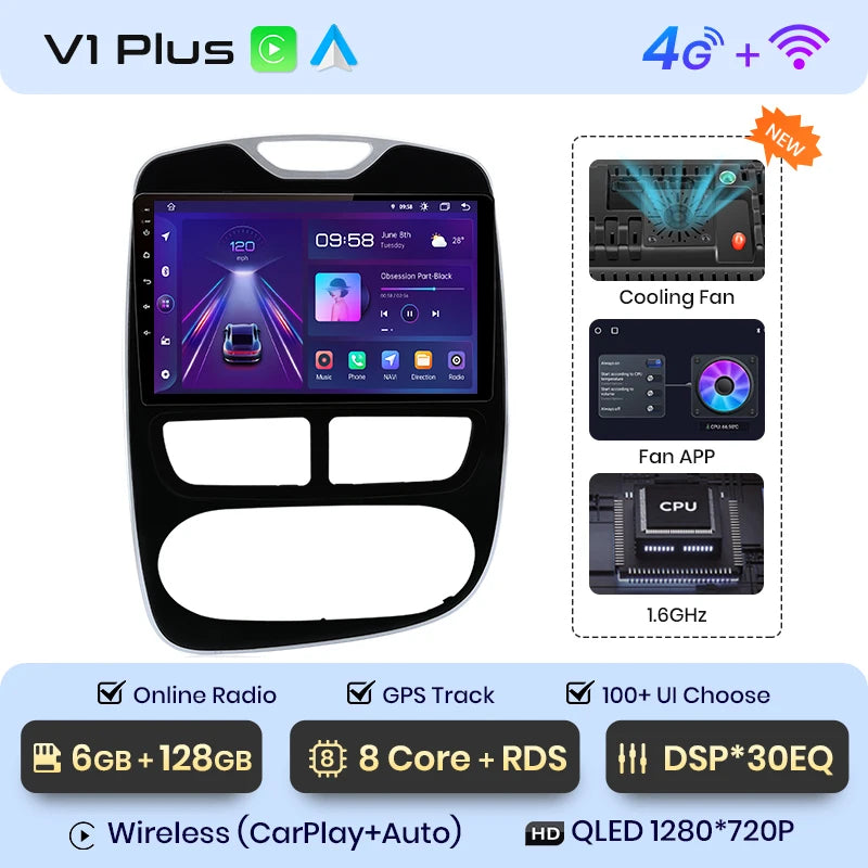 Junsun V1pro AI Voice 2 DIN Android Auto Radio para Renault Clio 4 ZOE 2012-2016 Carplay 4G Car Multimedia GPS 2 DIN Autoradio 