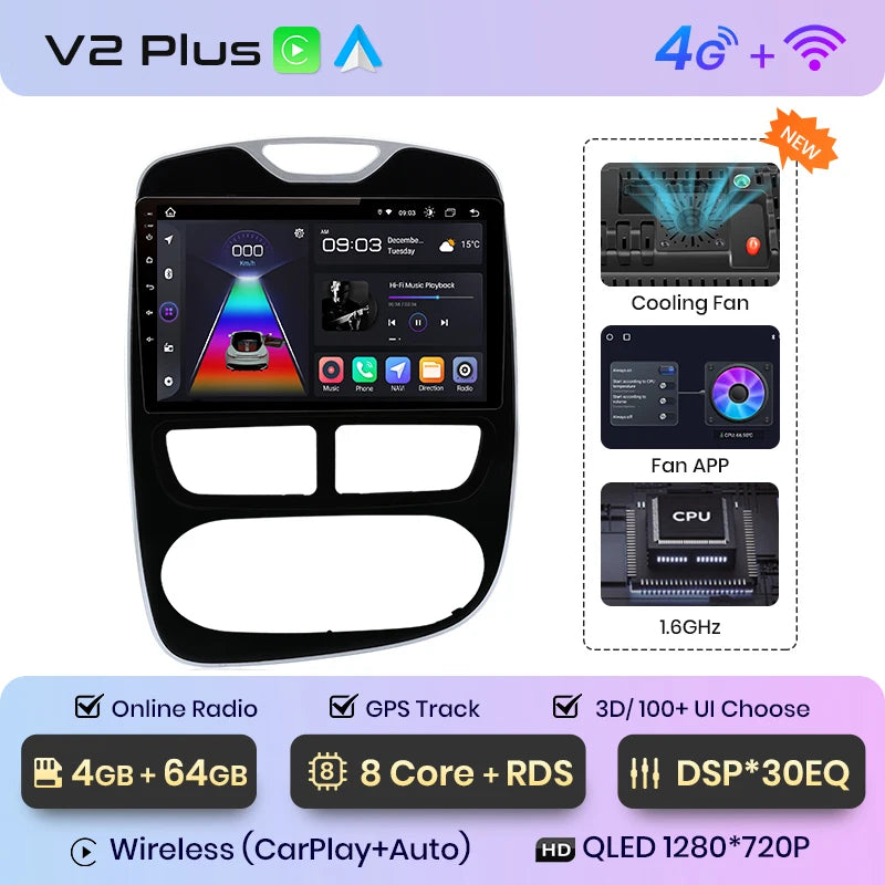 Junsun V1pro AI Voice 2 DIN Android Auto Radio para Renault Clio 4 ZOE 2012-2016 Carplay 4G Car Multimedia GPS 2 DIN Autoradio 