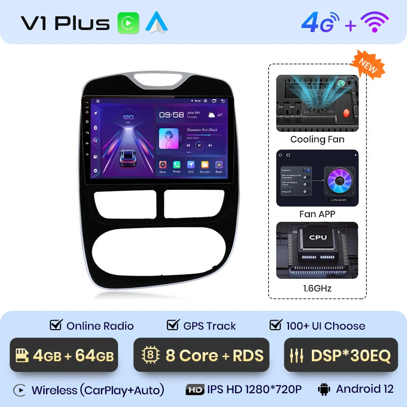 Junsun V1pro AI Voice 2 DIN Android Auto Radio para Renault Clio 4 ZOE 2012-2016 Carplay 4G Car Multimedia GPS 2 DIN Autoradio 