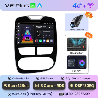 Junsun V1pro AI Voice 2 DIN Android Auto Radio para Renault Clio 4 ZOE 2012-2016 Carplay 4G Car Multimedia GPS 2 DIN Autoradio 