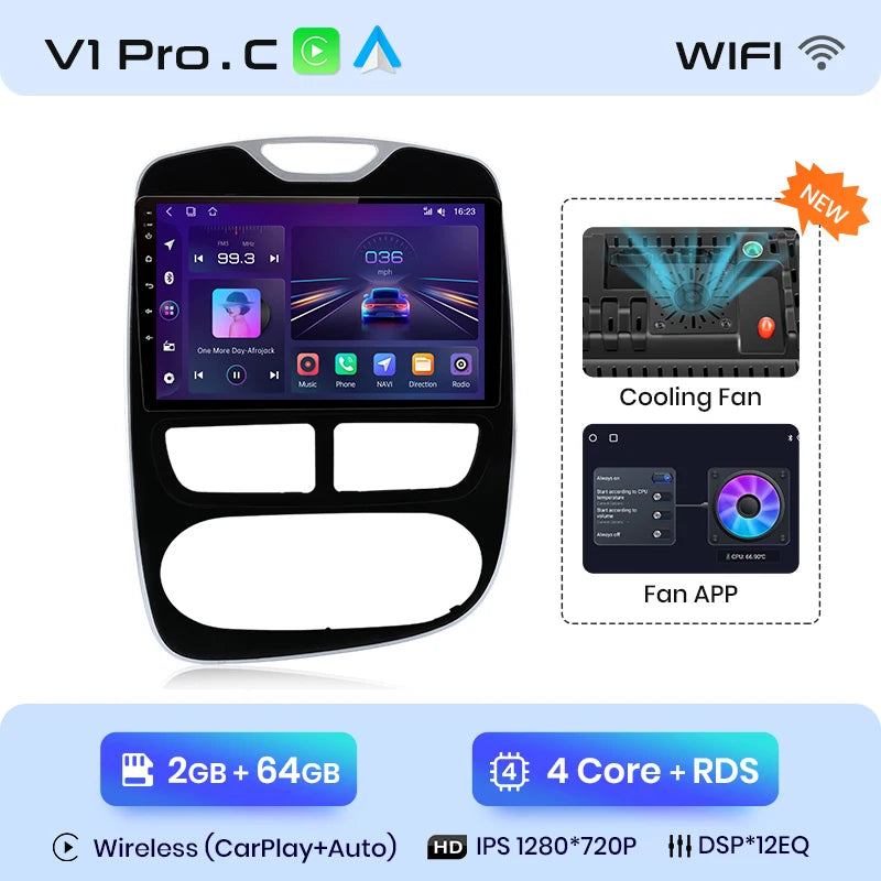 Junsun V1pro AI Voice 2 DIN Android Auto Radio para Renault Clio 4 ZOE 2012-2016 Carplay 4G Car Multimedia GPS 2 DIN Autoradio 