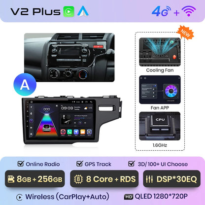 Junsun V1pro AI Voice - Radio para coche, reproductor multimedia Android Auto para Honda Fit Jazz 2014-2015, Carplay 4G, 2DIN, GPS 