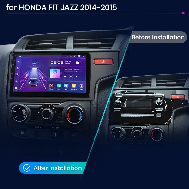 Junsun V1pro AI Voice - Radio para coche, reproductor multimedia Android Auto para Honda Fit Jazz 2014-2015, Carplay 4G, 2DIN, GPS 