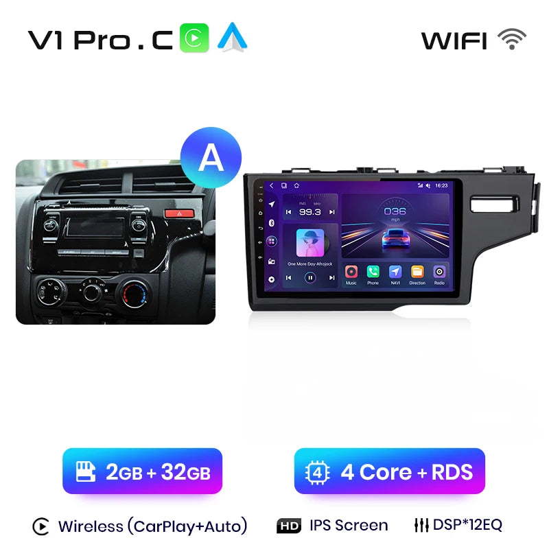 Junsun V1pro AI Voice - Radio para coche, reproductor multimedia Android Auto para Honda Fit Jazz 2014-2015, Carplay 4G, 2DIN, GPS 