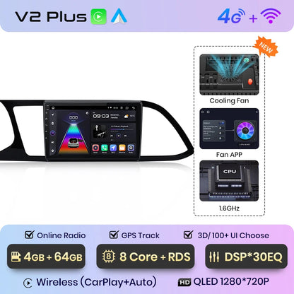 Radio Junsun V1pro Android Auto para Seat Leon MK3 2012-2020 con Carplay inalámbrico 4G, GPS, 2DIN 