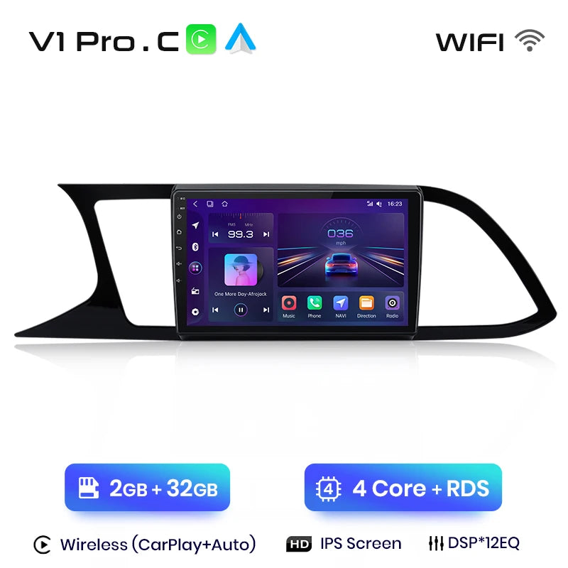 Radio Junsun V1pro Android Auto para Seat Leon MK3 2012-2020 con Carplay inalámbrico 4G, GPS, 2DIN 